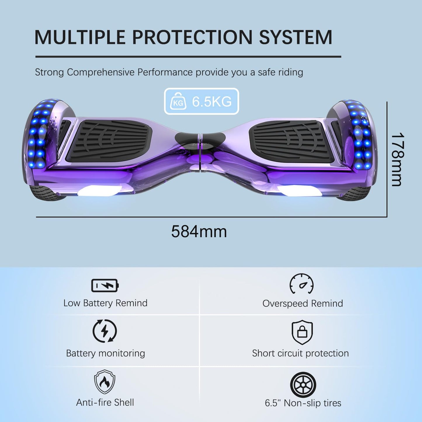 RCB Hoverboards with Go Kart Seat Bundle for Kids Segways Built in LED lights Bluetooth Speaker Hoverboards, Gift for Kids and Adult