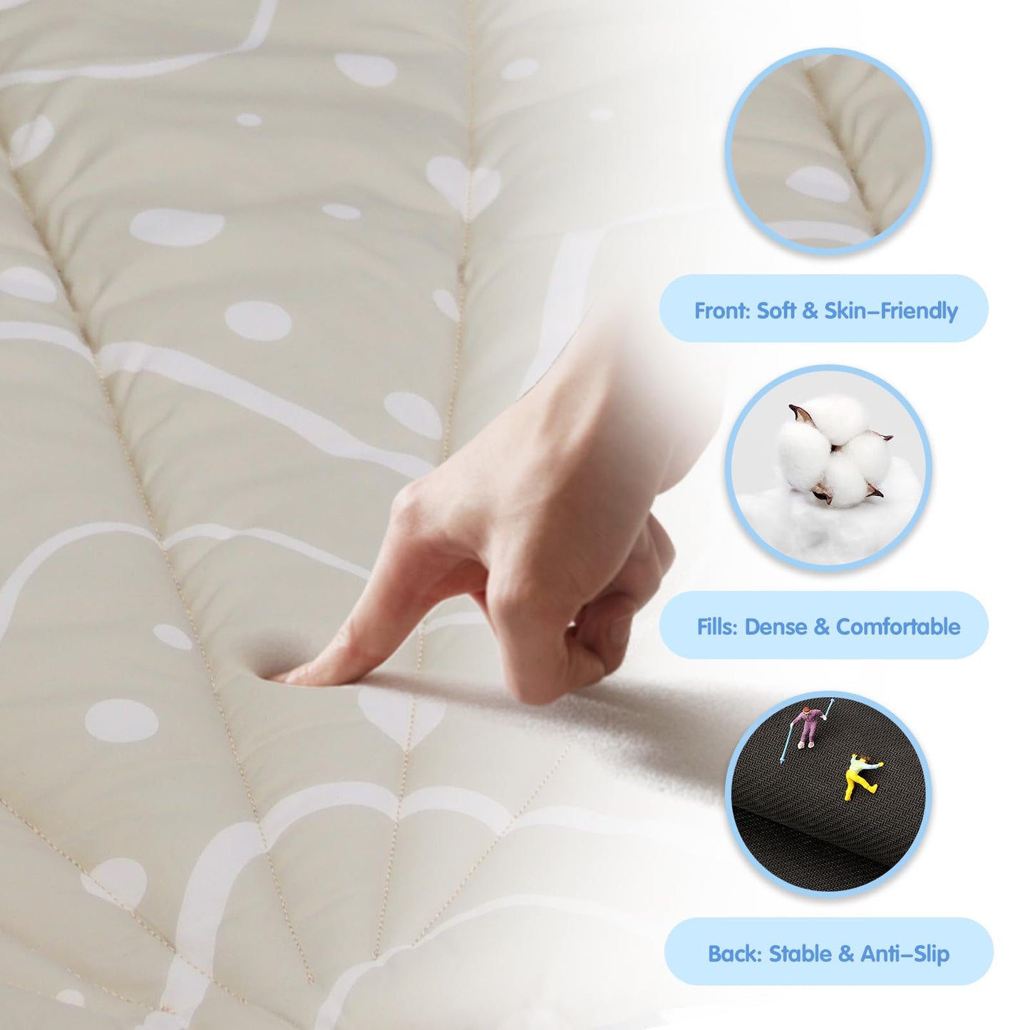 Suihuooo Baby Play Mat, Ocean Shell Theme Playmats & Floor Gyms, Baby Play Gym with 6 Detachable Activity Toys, Early Sensory Development Play Mat for Infant & Newborn (Beige)