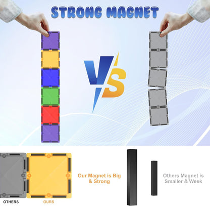 Desire Deluxe magnetic building blocks STEM toy set with 57 colorful tiles for kids aged 3 to 7, educational construction toy for boys and girls.