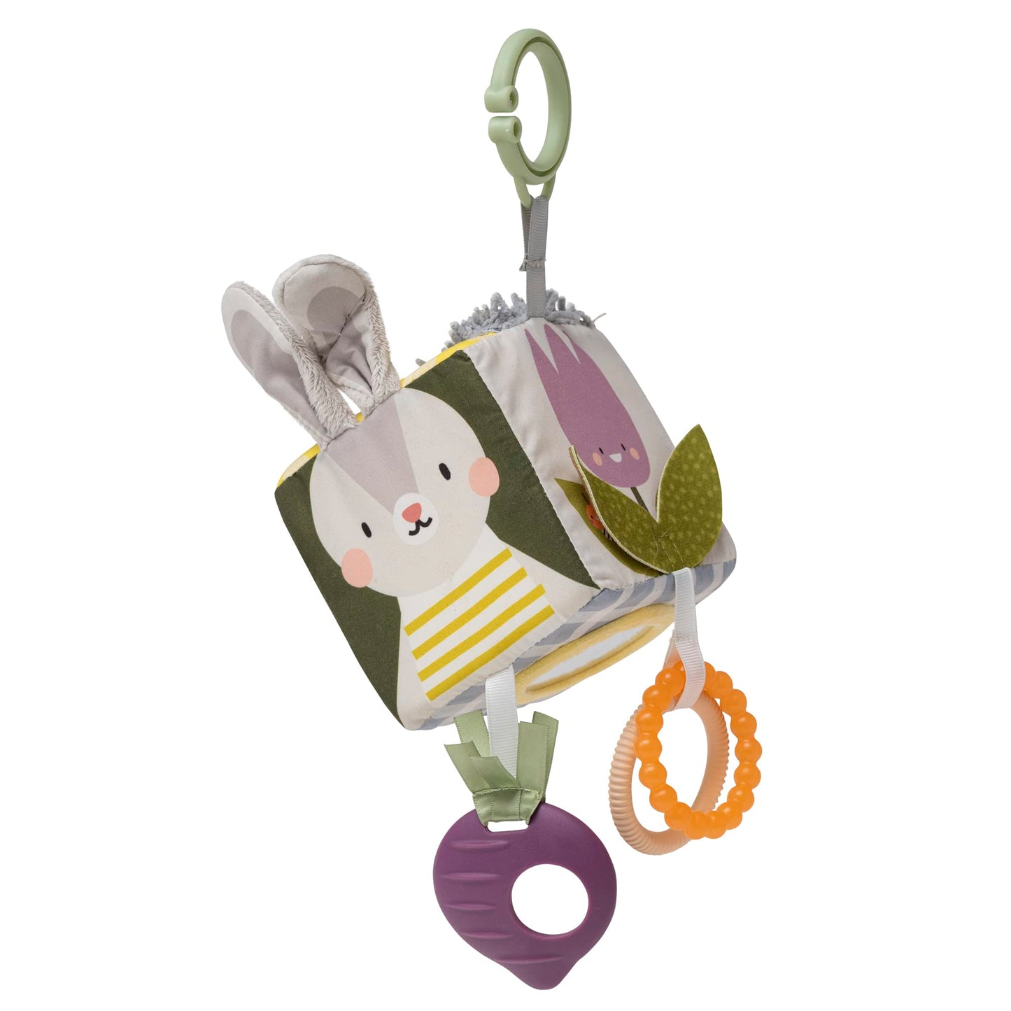 Taf Toys Urban Garden Activity Cube Sensory Baby Hanging Toy. Includes Teether, Baby Safe Mirror, Padded Handle, Chime Bell. Clips on Cot, Pram or Car Seat. Suitable for Boys & Girls 0 month +