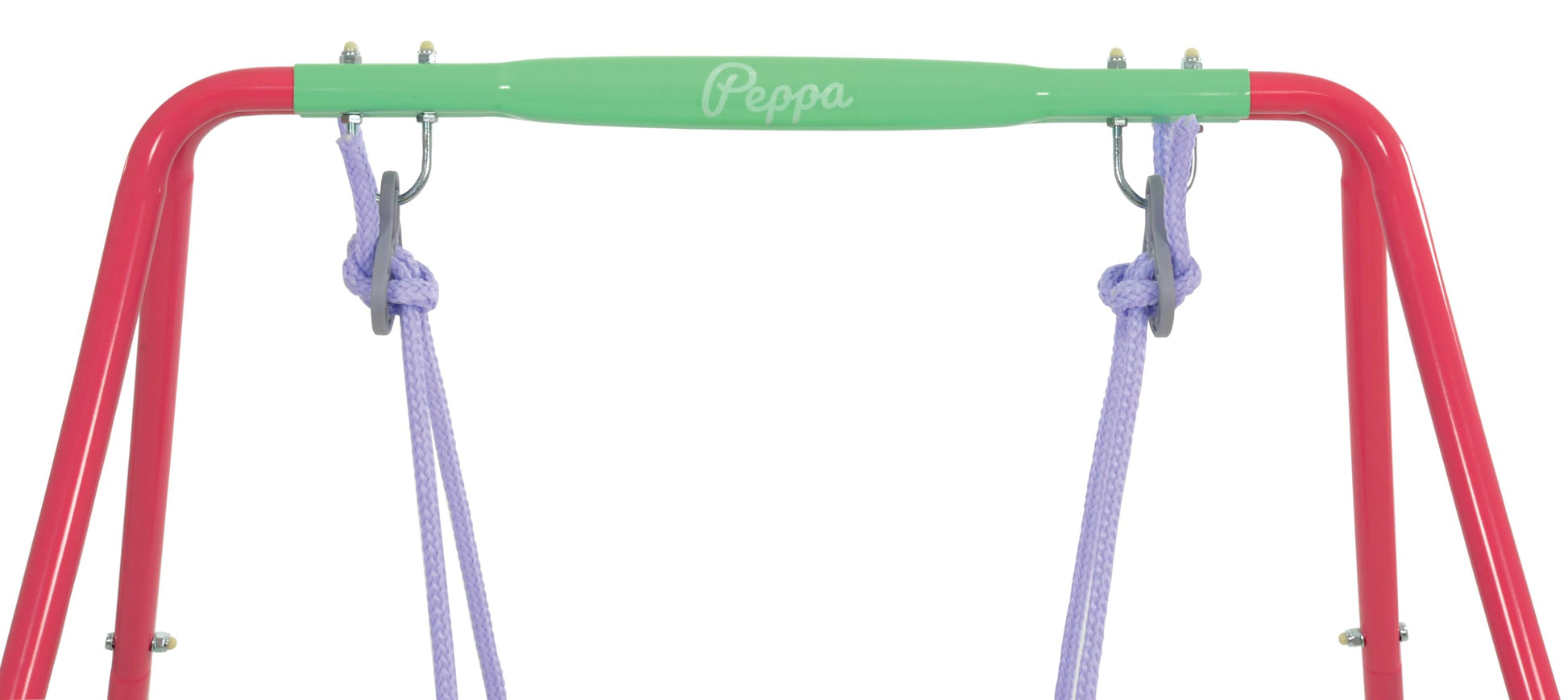 Peppa Pig fast folding baby swing set with adjustable seat, safety harness, suitable for indoor and outdoor use for toddlers 6-36 months.