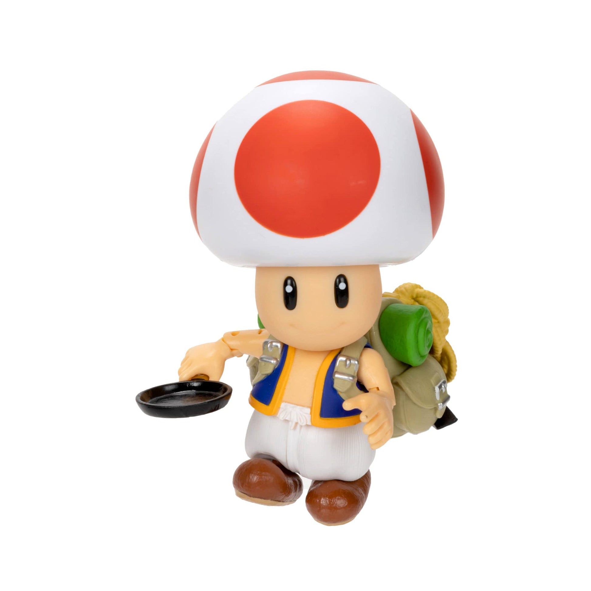 Nintendo Super Mario Bros. Movie Toad action figure with frying pan accessory, 5-inch (12.5cm) collectible toy from the film series.