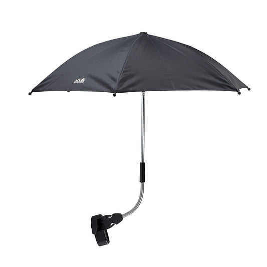 Black Cuddles Collection baby parasol umbrella with UV protection, fits pram, stroller, pushchair, or buggy, shielding infants from the sun.