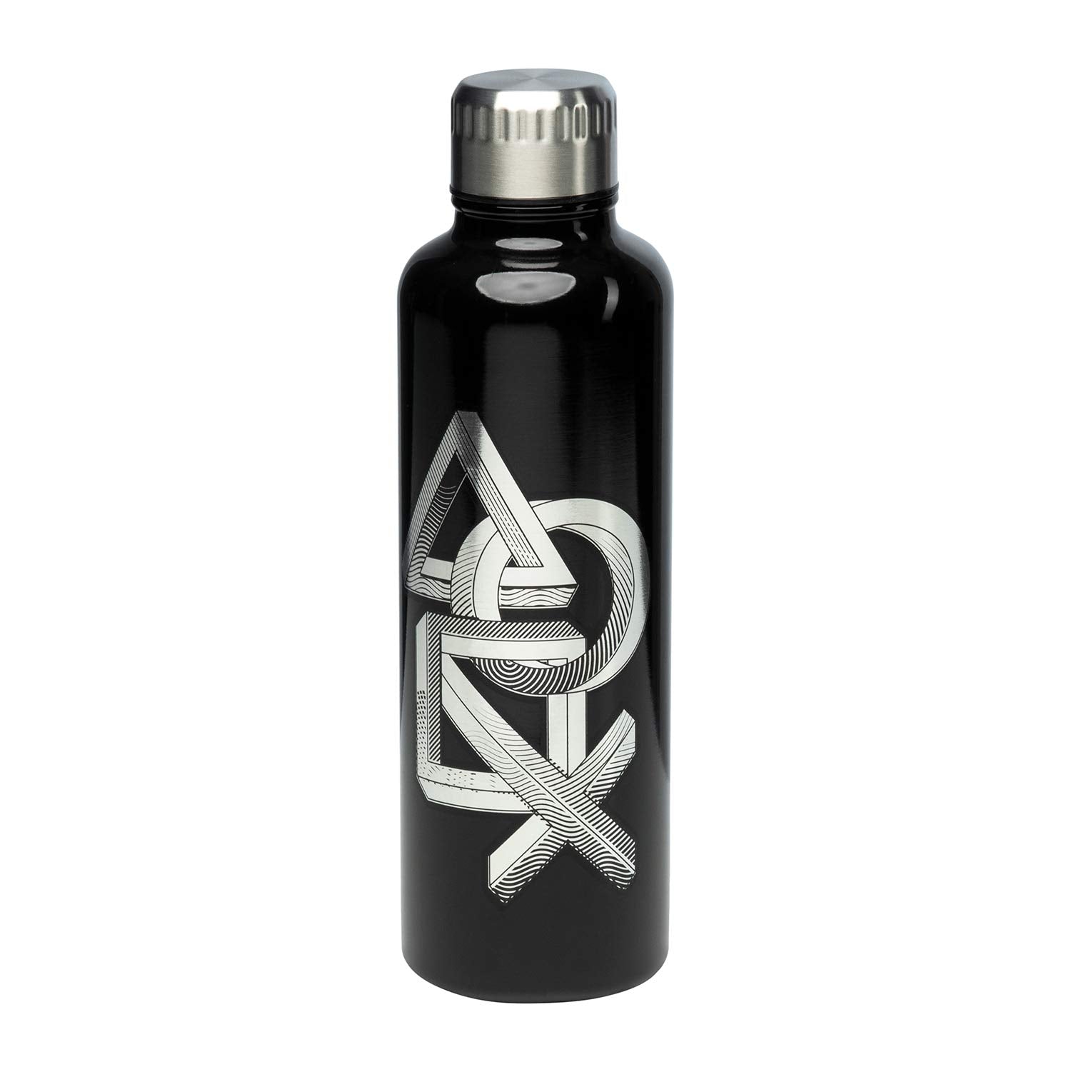Paladone PlayStation metal water bottle, 480ml stainless steel with PlayStation logo, outdoor hydration container.