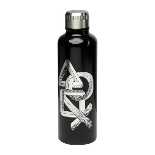 Paladone PlayStation metal water bottle, 480ml stainless steel with PlayStation logo, outdoor hydration container.