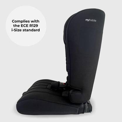 My Babiie MBCS50 Toddler to Booster R129 Child Car Seat - 5-Point Harness, 76-150cm (Approx. 9-36kg, 15 Months - 12 Years), i-Size, Group 1/2/3, Adjustable, Forward Facing - Black