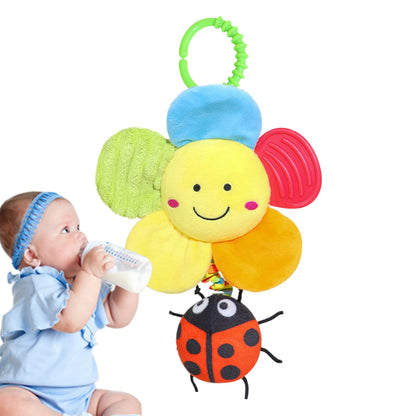 Jingyash baby pram toy with music, plush hanging rattle, and clip for stroller, featuring colorful handbells for early development.