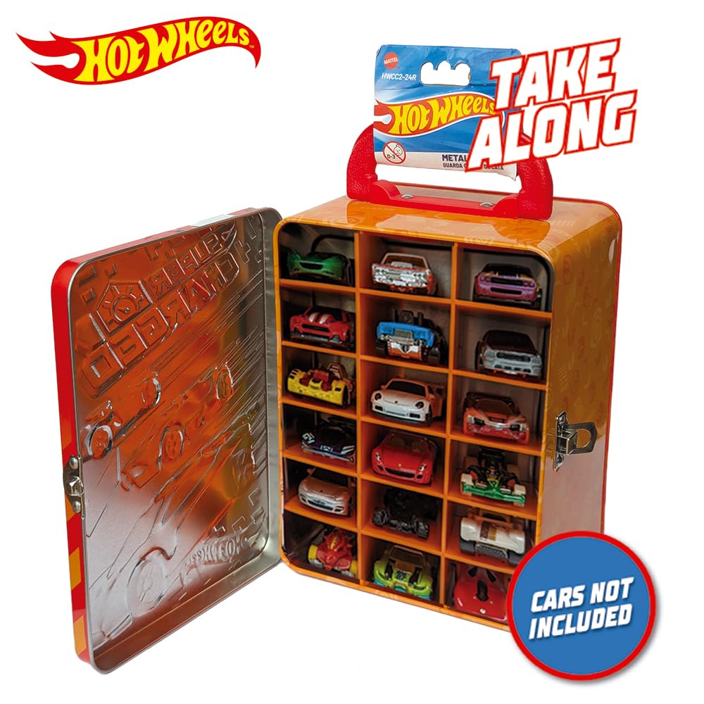 Hot Wheels 1:64 Scale Cars Metal Car Carry Case I 18 Toy Storage & Organiser Gift for Collectors Kids Ages 3 Years Old Up 3D HW Race lid Design (Cars not Included)