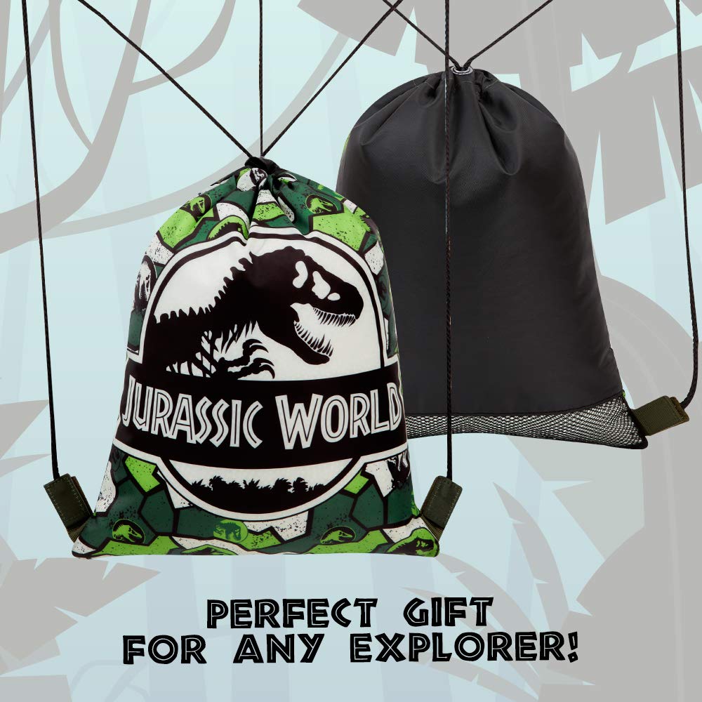 Jurassic World Drawstring Bag, Boys String Bag For School, Gym, Travel, Swimming, Kids Dinosaur Gifts