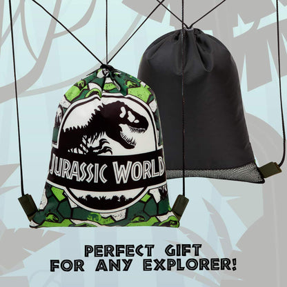 Jurassic World Drawstring Bag, Boys String Bag For School, Gym, Travel, Swimming, Kids Dinosaur Gifts