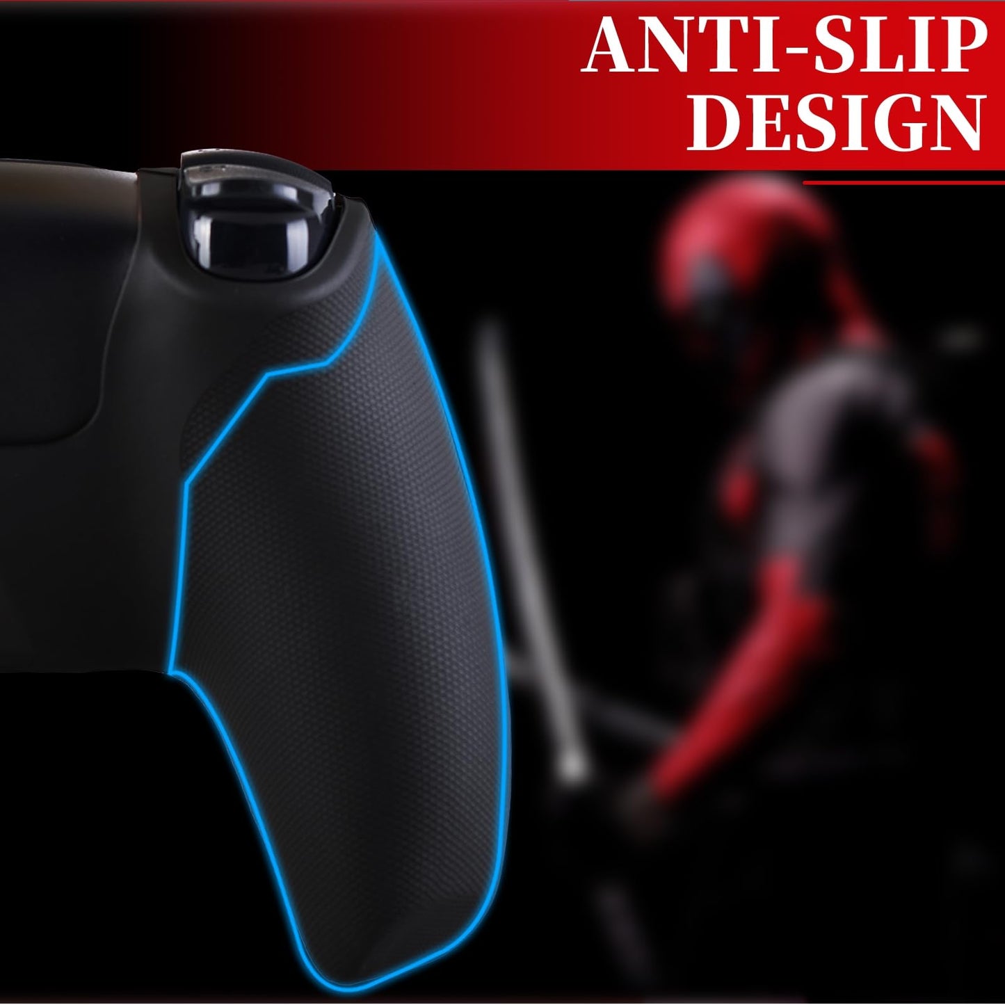9CDeer non-slip silicone cover for PS5 controller with thumbstick caps and sticker, providing grip and protection.