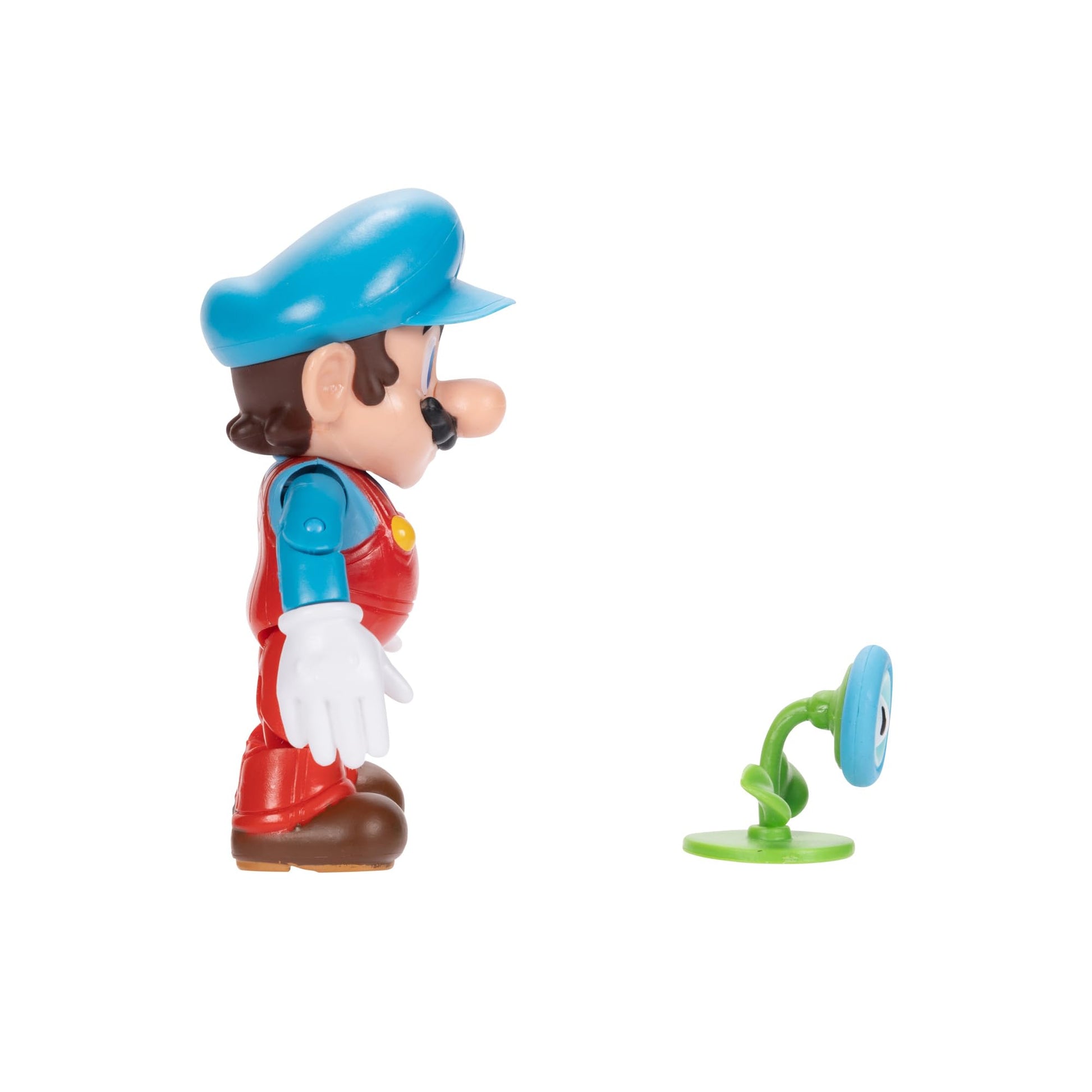 Super Mario Ice Mario action figure with flower accessory from JAKKS Pacific World of Nintendo, 4-inch collectible toy.
