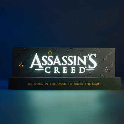 Neamedia Assassin's Creed logo LED lamp, black design, ideal for living room or office, compatible with mobile, Xbox, PS5, and PC.