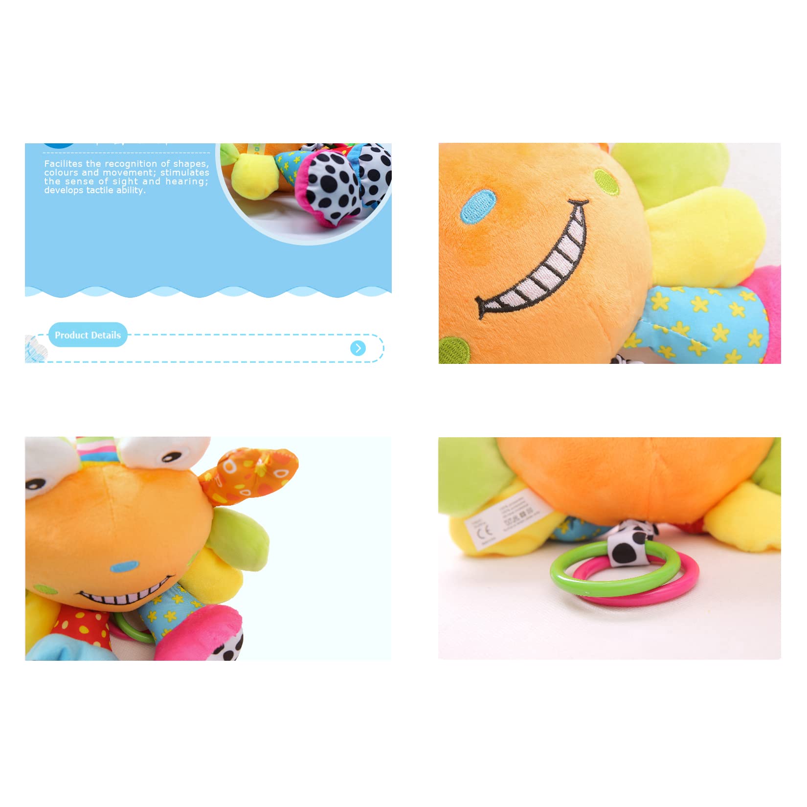 MEERO LONDON CB2203 crab clip-on sensory toy with teether for newborn babies, suitable for prams and pushchairs.