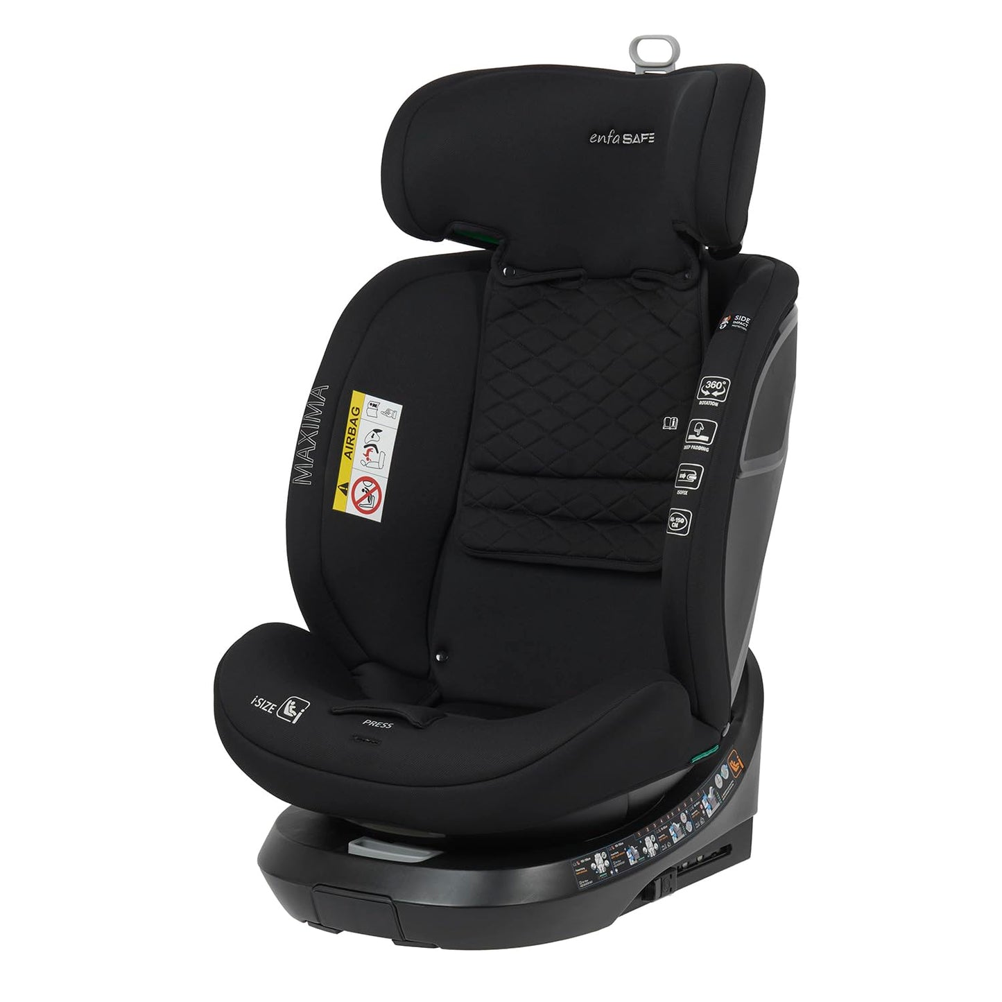 Enfasafe Maxima i-Size 360 Spin ISOFIX Car Seat, ECE R129, Extended Rearward Facing from Birth to Approx. 4 Years (40-105cm), Forward Facing from 15 Months to Approx. 12 Years (76-150cm)