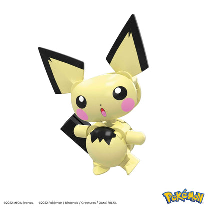 Pikachu Evolution set with 3 poseable characters and 159 building pieces by Mega Brands for kids.