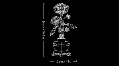 LEGO Botanicals Chrysanthemum building set featuring vibrant faux flowers in a creative model design for home decor.