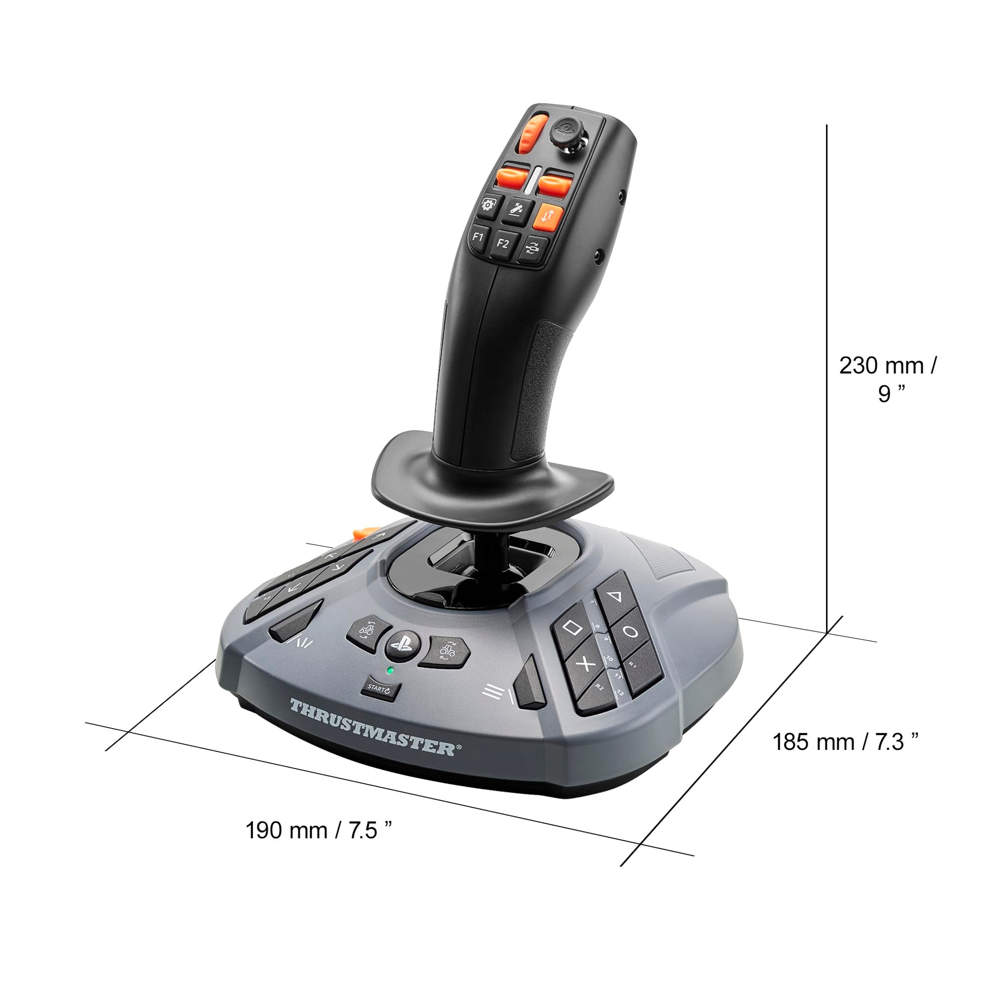 Thrustmaster SimTask FarmStick multifunctional farming joystick with ergonomic design for PS5 and PC gameplay.