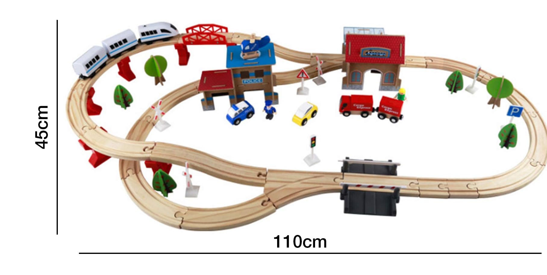 Wooden train tracks and railway station set by WY8 for kids 3+ featuring electric trains and Thomas-themed wooden train toys.
