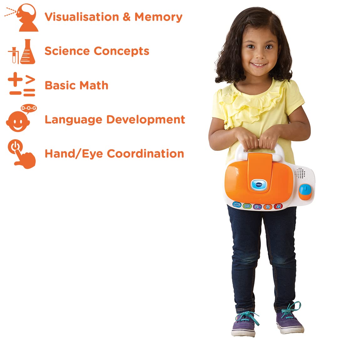 VTech 155403 Pre School Laptop Interactive Educational Kids Computer Toy with 30 Activities Suitable for Children 3, 4, 5+ Year Olds Boys & Girls, White/Orange