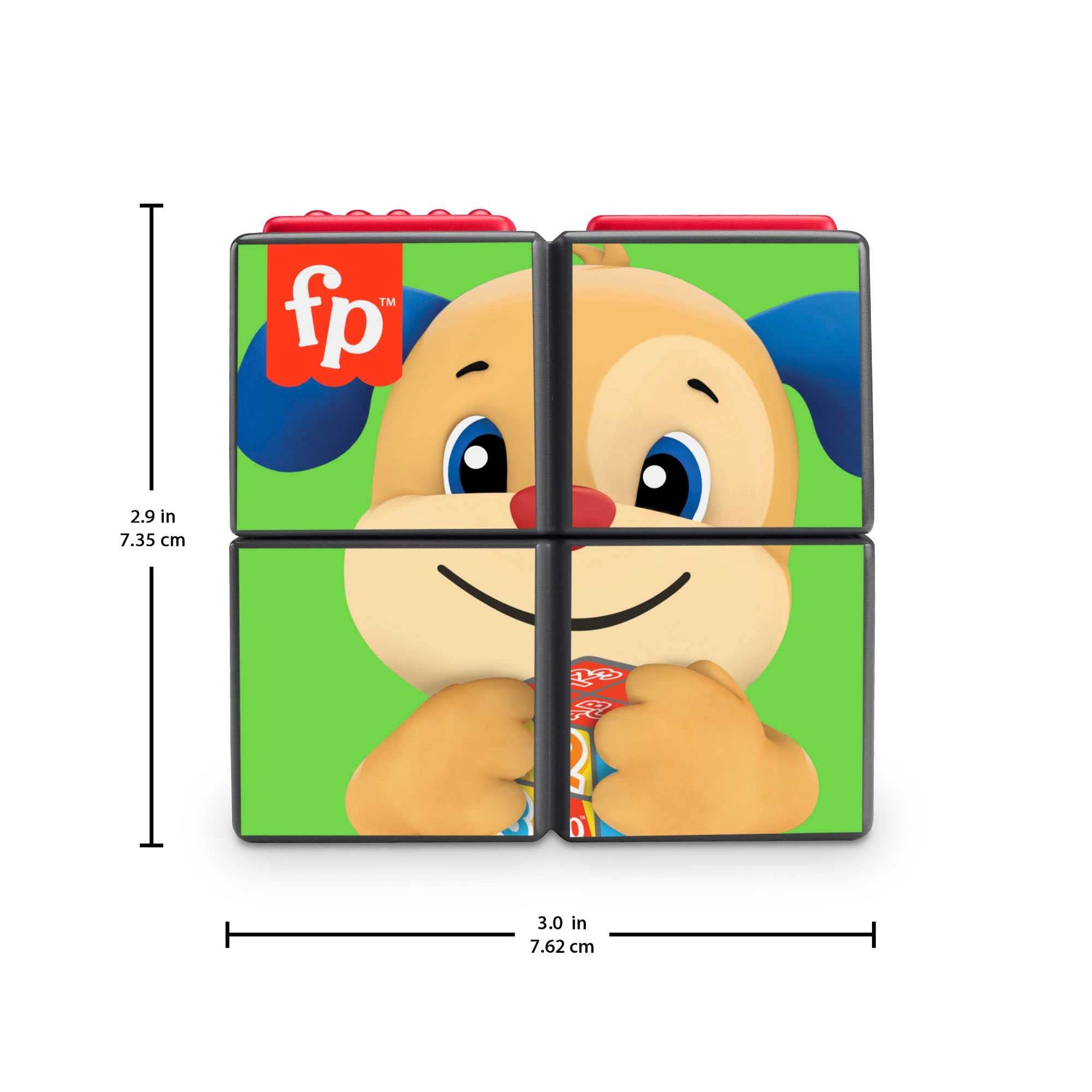 Fisher-Price Laugh & Learn Puppy activity cube with lights and music for babies 9+ months, UK English version.