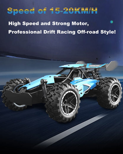 SZJJX Remote Control Cars – 2.4GHz High-Speed RC Car for Kids, 15KM/H+ 2WD Off-Road Remote Controlled Car with 2 Rechargeable Batteries, Electric Remote Control Truck Toy for Boys & Girls Gifts (Blue)