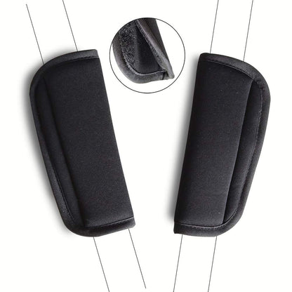 SeedFuture baby pushchair seat strap covers in black, adjustable velcro cushions for stroller shoulder belts, 2-pack for children.