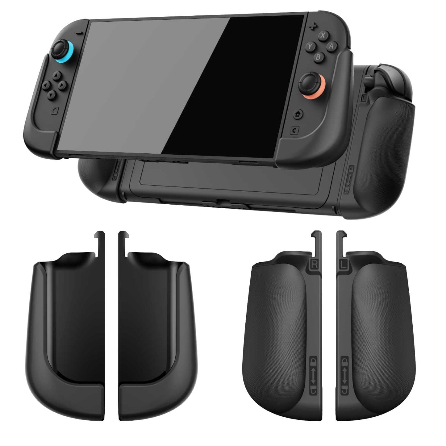 IFYOO NexGrip ergonomic grip set for Nintendo Switch 2 Joycons, black grip case and controllers, comfortable gaming accessory