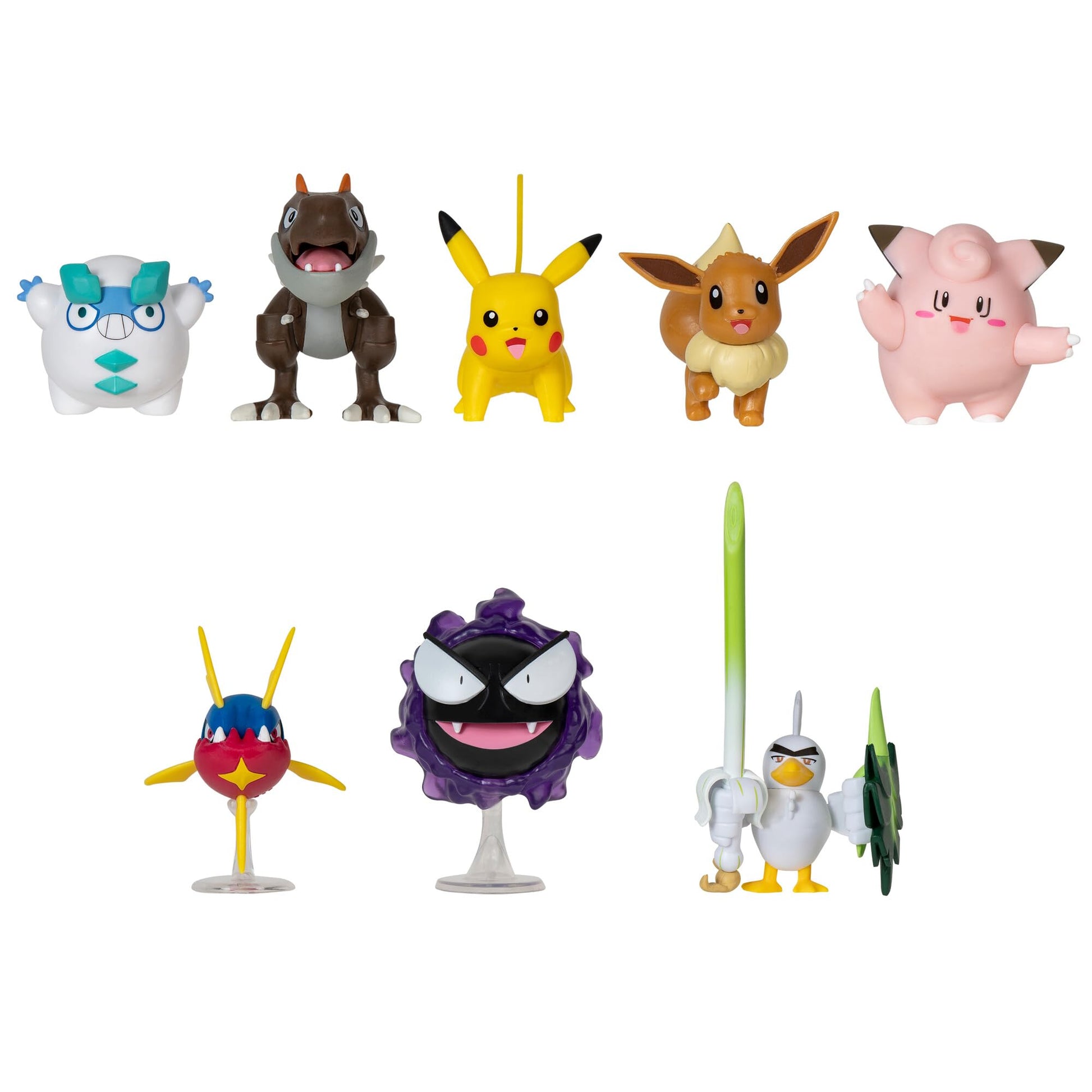 Pokémon Battle Figure 8 Pack with six 2-inch and two 3-inch figures, featuring Pikachu and other popular characters.