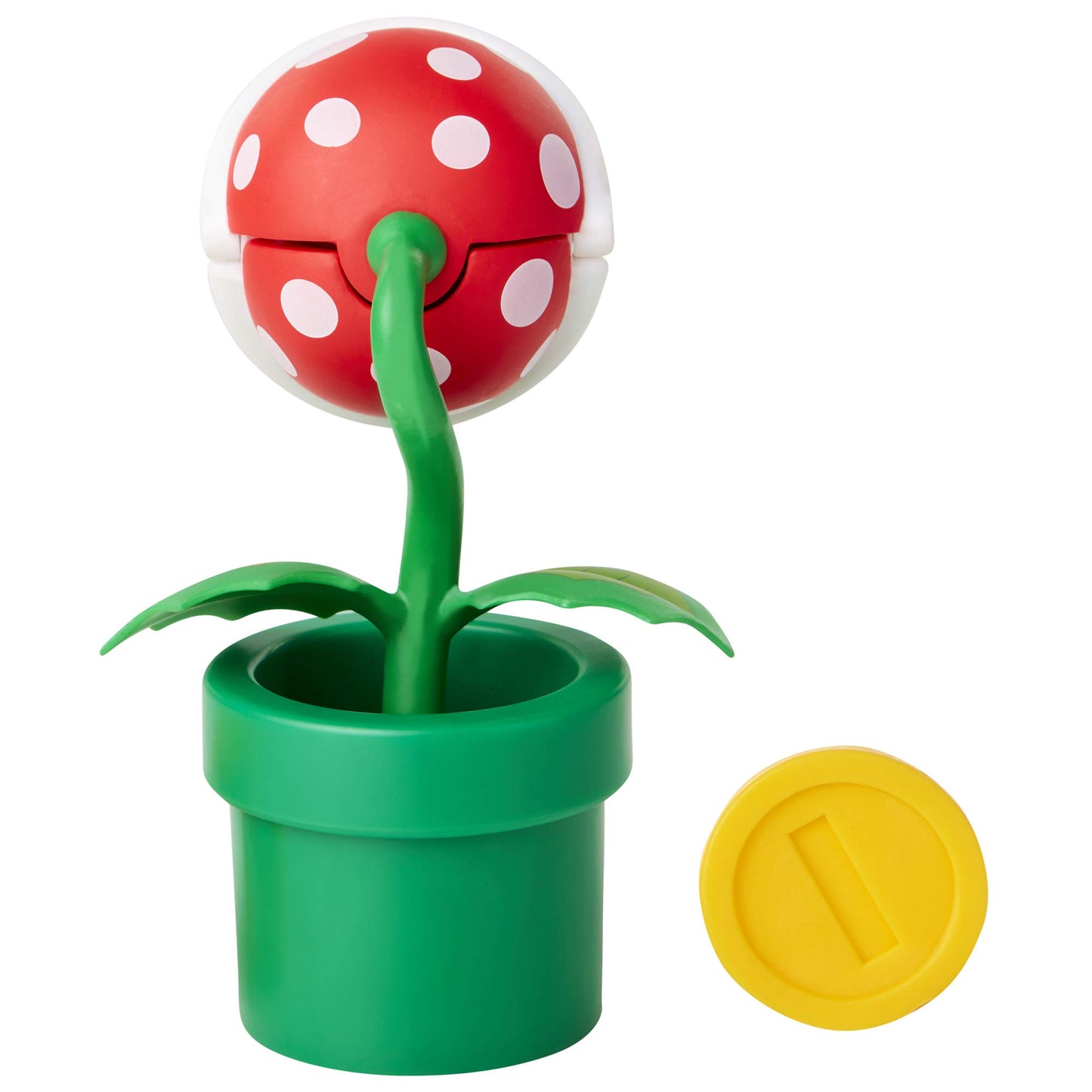 Nintendo Piranha Plant figurine with Question Box, multicoloured, 10 cm, detailed plastic collectible from Jakks Pacific.