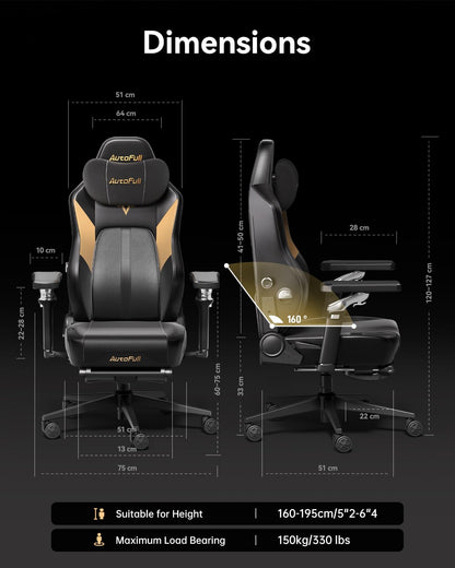 AutoFull M6 Ultra gaming chair in black with massage function, lumbar support, 6D armrests, adjustable headrest, ergonomic design.