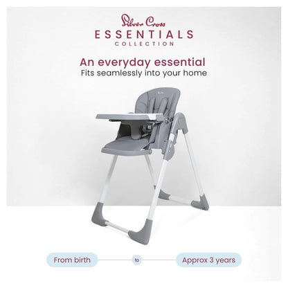 Silver Cross Essentials - Canapé Highchair - Baby Chair - Folding High Chair - Newborns to 3 Years - Winter Grey