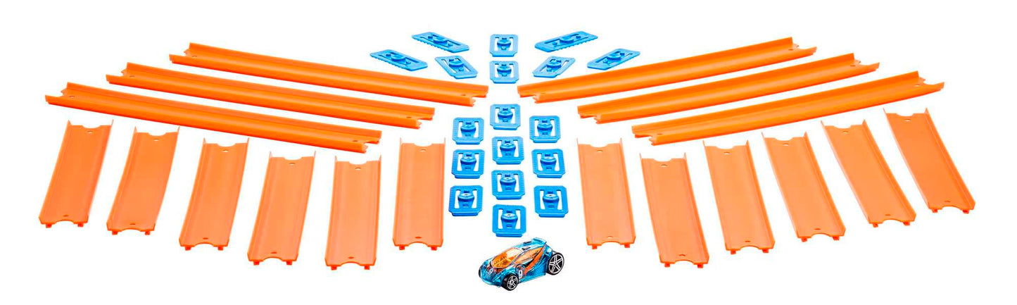 Hot Wheels Track Builder Straight track with Car, Track and track connectors, connect with other Hot Wheels toys, BHT77