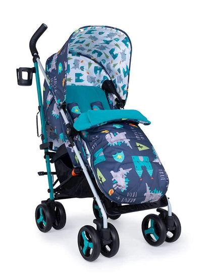 Cosatto Supa 3 Pushchair with Footmuff – Lightweight Stroller from Birth to 25Kg - Easy, Compact, Umbrella Fold, Large Shopping Basket, Carry Handle Footmuff, Dragon Kingdom