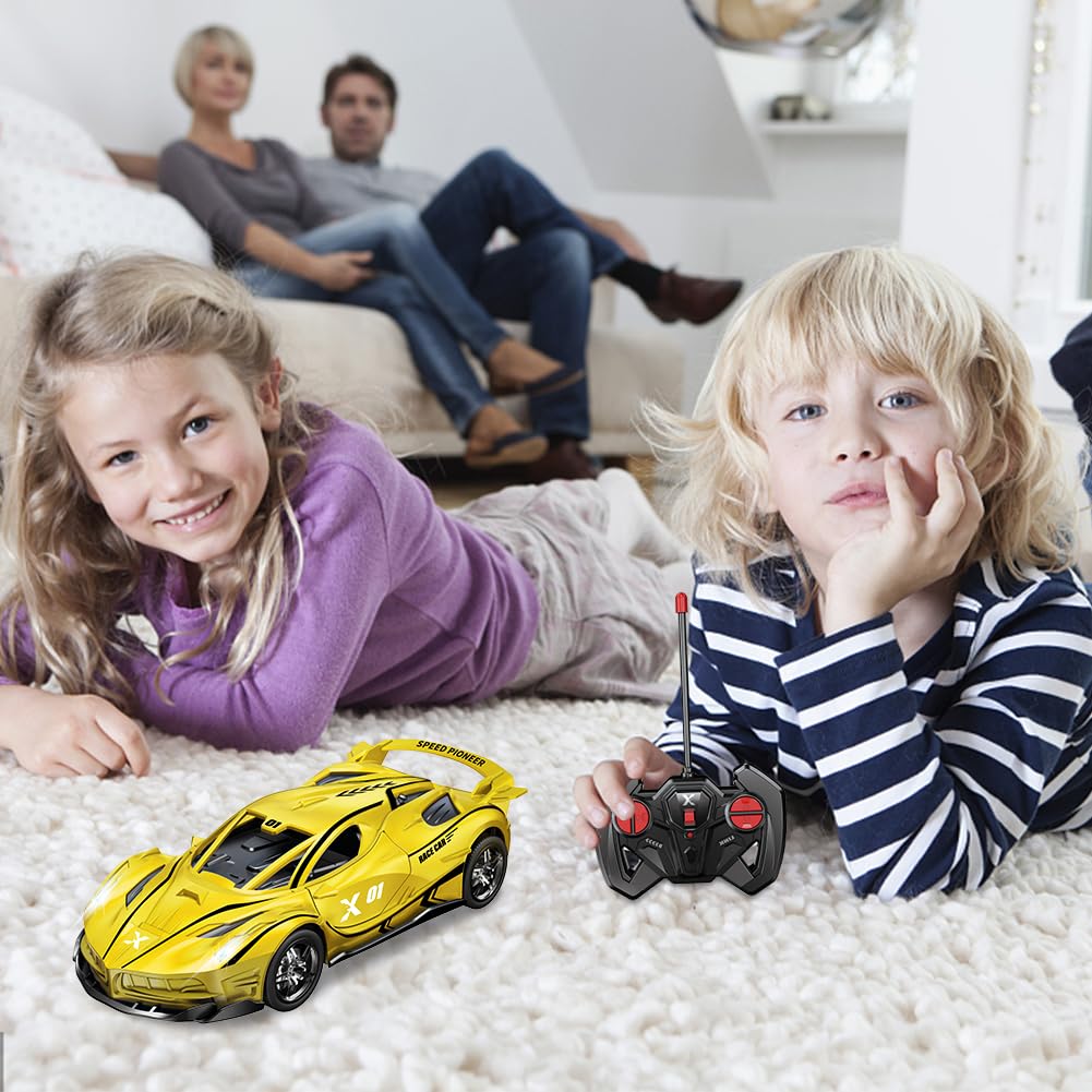 HATFRYF RC Drift Car, Cool Electric Remote Control Car, Kids Toy Vehicle, Model Toy for Boys - Driftable, Gifts for Kids Boy Yellow