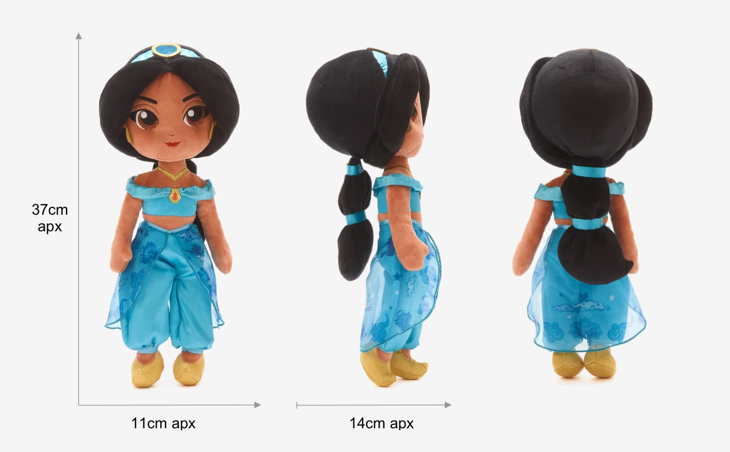 Disney Store Official Princess Jasmine Soft Toy Doll for Kids, Aladdin, 37cm/14”, Plush Cuddly Classic Character, Arabian Princess in Iconic Outfit with Embroidered Expression