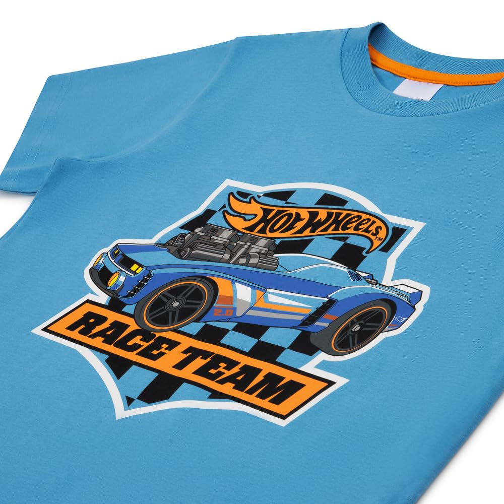 Hot Wheels Boys T-Shirts Pack of 3 |Short Sleeve 3PK Multipack T-Shirts for Boys | Official Clothing Merchandise (UK, Age, 7 Years, 8 Years, Regular, Blue/Black/White)