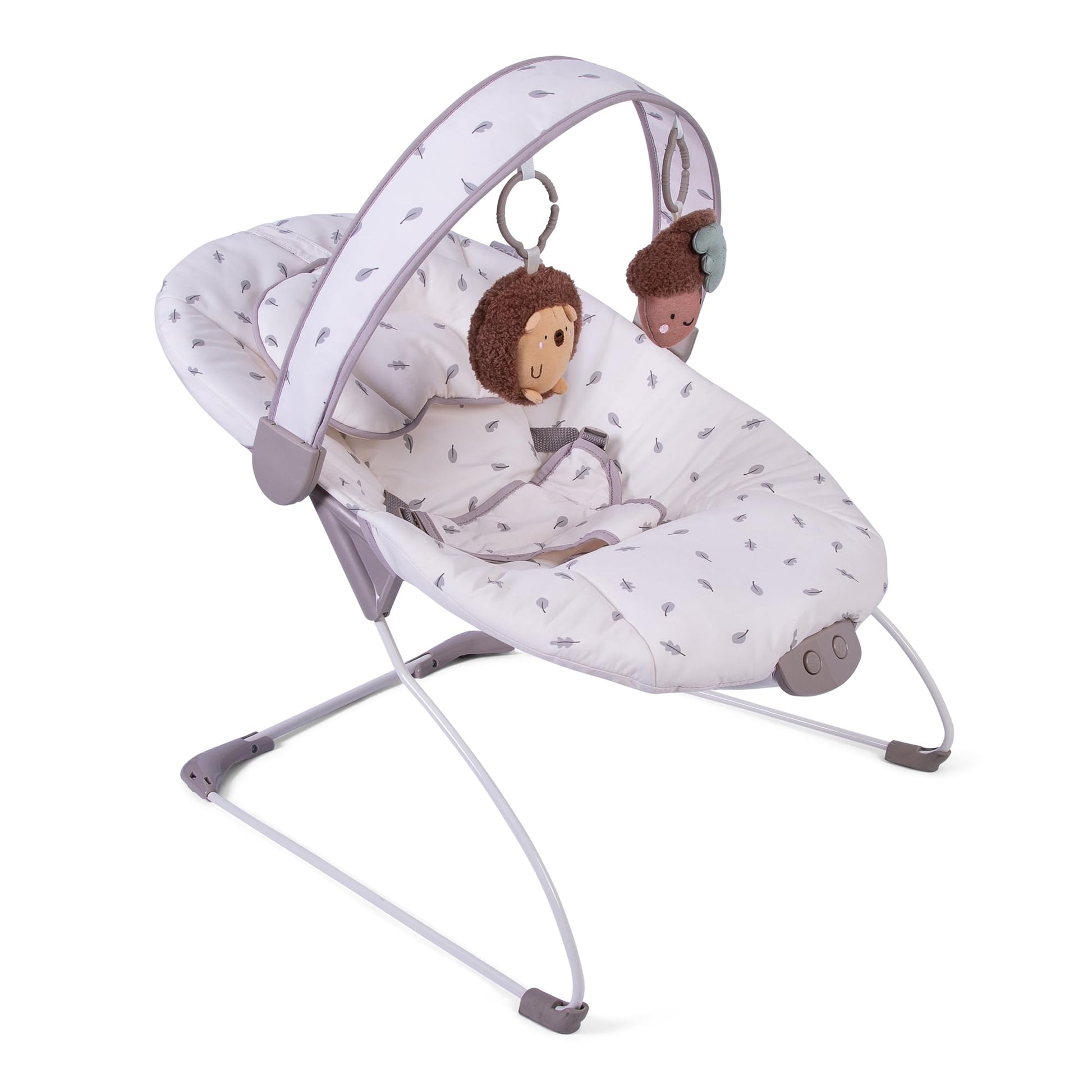 Red Kite Cozy Bounce Musical Baby Bouncer in Woodland Walks print with padded seat and soft fabric, designed for comfort and gentle bouncing.