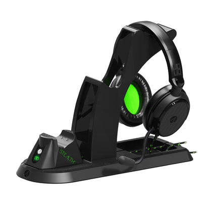 STEALTH Ultimate Gaming Station for Xbox Series X/S with matching headset, controller stand, braided USB-C cable, and rechargeable battery pack