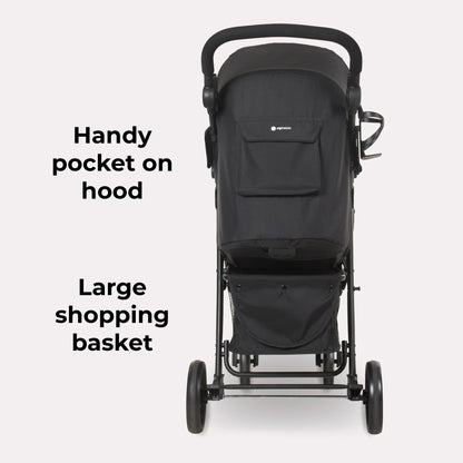My Babiie MB30 Pushchair – from Birth to 4 Years (22kg), Easy Compact Fold, Large Shopping Basket, Adjustable Handle, Stroller Includes Cup Holder, Rain Cover – Black