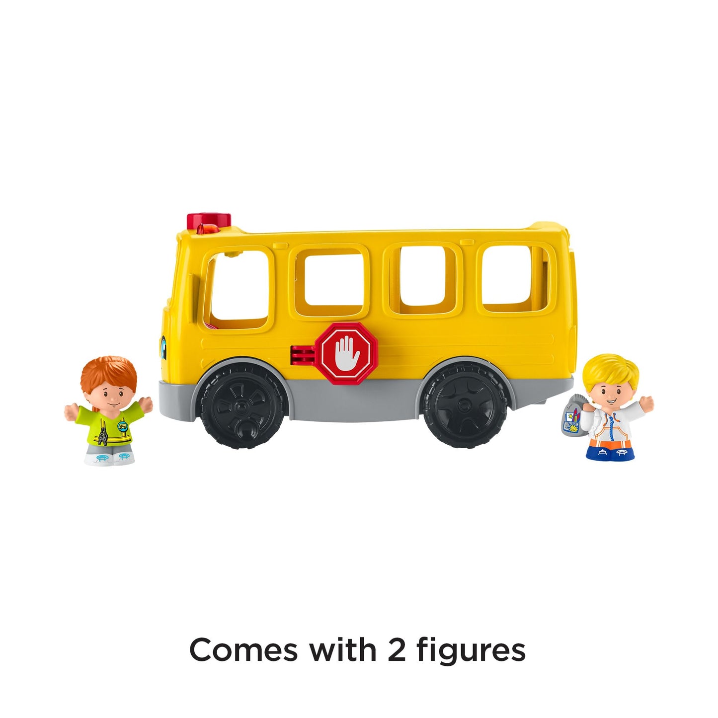 Fisher-Price Little People Sit with Me School Bus - Multilanguage Edition, push-along toy vehicle with music for toddlers and preschool kids ages 1-5 years, HJN36
