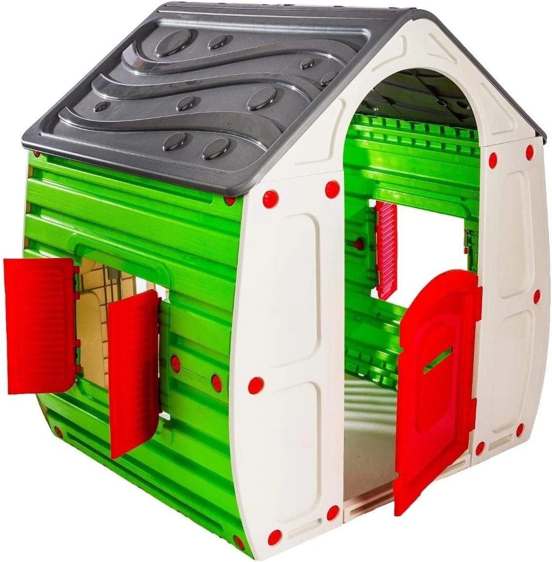 Garden Store Direct 10-561 Magical House Kids Playhouse - Indoor/Outdoor Children's Play Tent with Door & Windows, 102x90x109cm, Easy Assembly Plastic Toy House Multiple Colours Available! (Grey Roof)