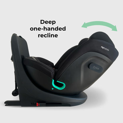 My Babiie MBCS300 Easy 360° Spin R129 Baby Car Seat – Top Tether, ISOFIX, Birth to 12yrs (40-150cm), i-Size, ERF, Group 0+/1/2/3, Rotating 360 Swivel - Black