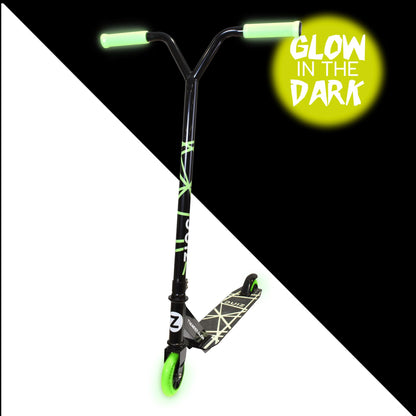 Zinc Thunderglow 2-Wheel Boys Stunt Scooter Age 8+ - Glow-in-the-Dark Pro Seagull Handlebar Design with ABEC-9 Bearings & 100mm PU Wheels - Smooth-Riding Tricks for Kids & Teens