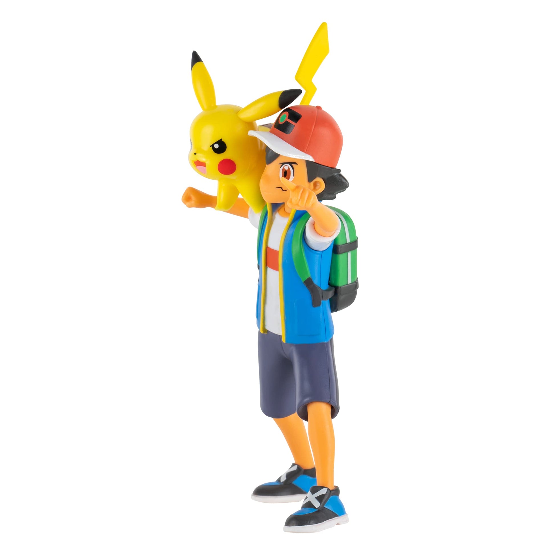 Pokémon 4.5-inch battle action figure featuring Ash with a 2-inch Pikachu ready for action in a dynamic pose.