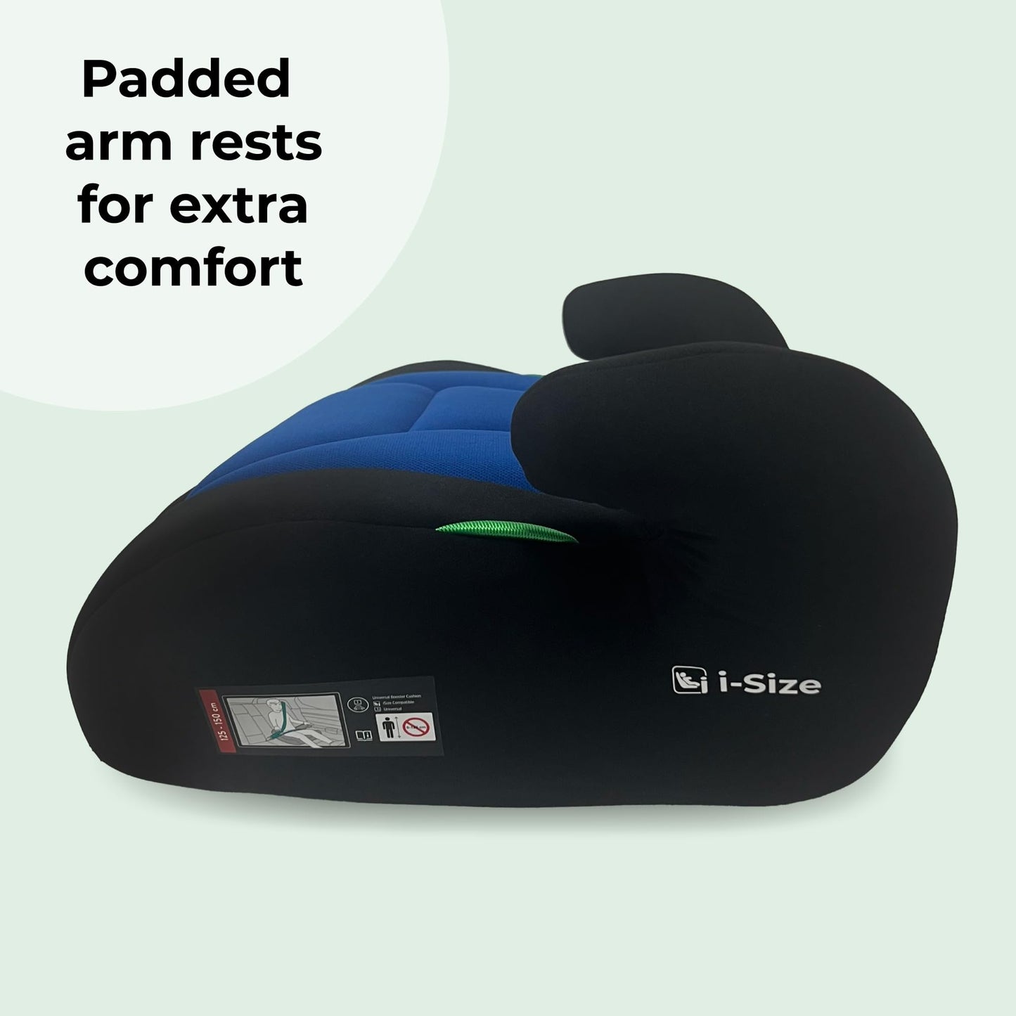 My Babiie Booster Lite R129 Car Seat - Lightweight at 1kg, Approx. 6-12 Years (125-150cm, 22-36kg), i-Size Backless Child Car Seat, Group 3, Compact, Portable, Ideal for Travel - Black & Blue