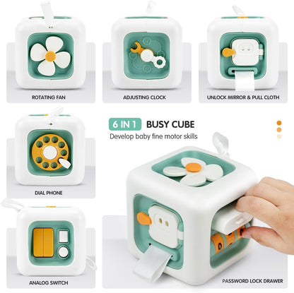 VoMii Baby Toys, Activity Busy Cube Toys, Baby Montessori Toys for 1 Year Old, Sensory Toys for Toddlers, Baby Travel Toys Educational Learning Toys Kids Birthday Gift for 12-24 Months
