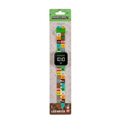 Minecraft Kids LED Digital Colourful Multicolour Silicone Strap Watch MIN4272