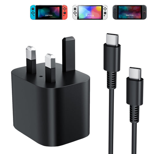 Gqohrt 60W USB-C charger for Nintendo Switch, Switch OLED, Lite, Steam Deck, with 6FT cable and TV dock support.