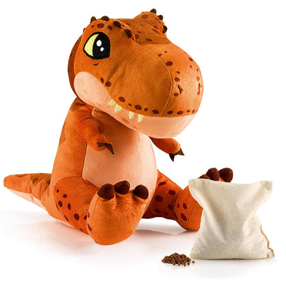 BIOSYNEX - Jurassic World Explorers Heatable Plushies – Microwave Warm Cuddle Toy with Removable Clay Bead Pouch - Gentle and Comforting Warmth - Machine Washable and Safe from Birth (T-Rex)